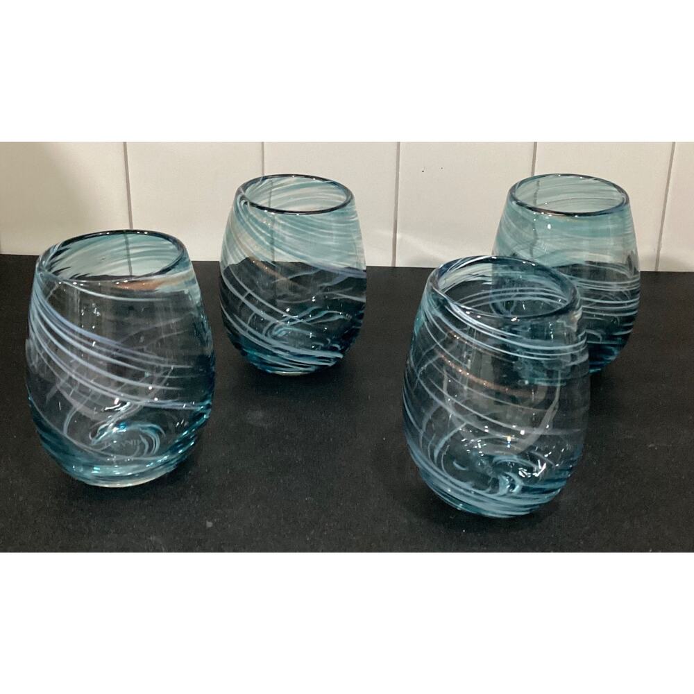 MIKASA Color Swirl 4.5” Stemless Wine Glasses Set of 4